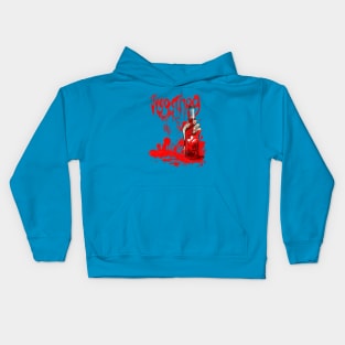 Zombie Hand Bloodied Juggernog on Teal Kids Hoodie